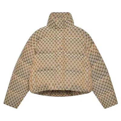 Pre-owned Gucci X Balenciaga The Hacker Project Hacker Bb Puffer Jacket 'beige/ebony' | Tan | Women's Size 38 In Brown