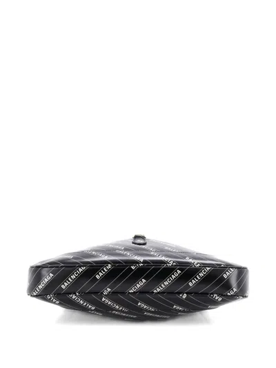 Pre-owned Gucci X Balenciaga The Hacker Project Jackie 1961 Printed Leather Medium Hobo Bag In Black