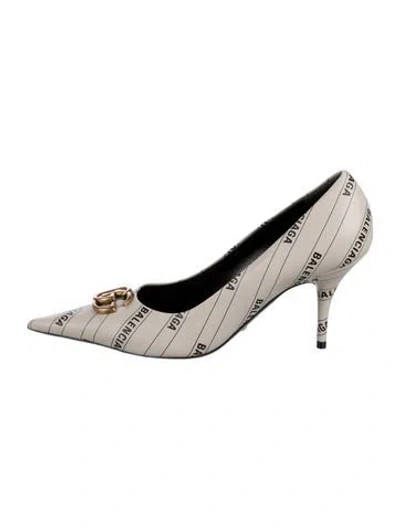 Pre-owned Gucci X Balenciaga "the Hacker Project" Knife Double G Logo Pumps In Neutrals
