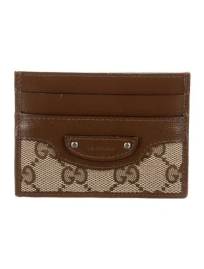 Pre-owned Gucci X Balenciaga The Hacker Project Neo Card Holder Gg Canvas Card Holder In Brown