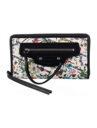 Pre-owned Gucci X Balenciaga The Hacker Project Neo Classic Flora Print Wristlet In White