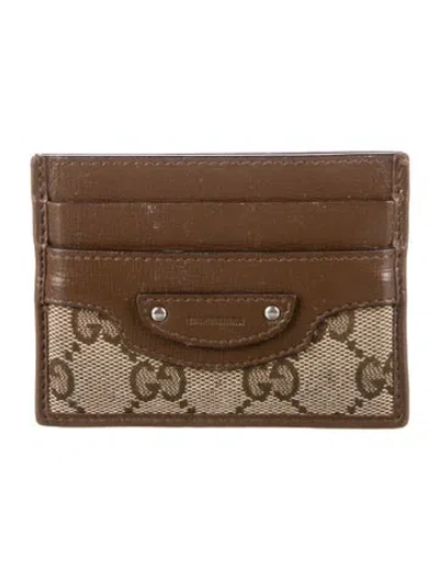 Pre-owned Gucci X Balenciaga The Hacker Project Neo Gg Canvas Card Holder In Brown