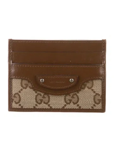 Pre-owned Gucci X Balenciaga The Hacker Project Neo Gg Canvas Card Holder In Neutral