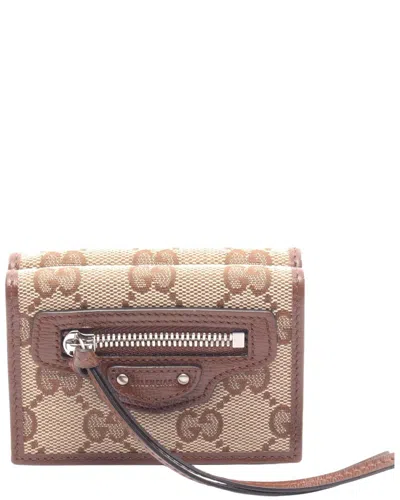 Gucci X Balenciaga Trifold Wallet (authentic Pre-loved) In Brown