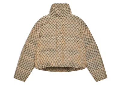 Pre-owned Gucci X Balenciaga Womens The Hacker Project Hacker Bb Puffer Jacket In Beige/ebony
