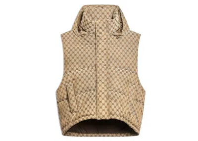 Pre-owned Gucci X Balenciaga Womens The Hacker Project Hacker Cocoon Puffer Gilet Vest In Beige/ebony