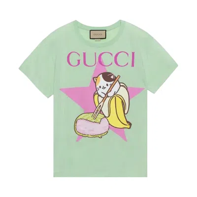 Pre-owned Gucci X Bananya Printed T-shirt 'green' | Women's Size Xxs
