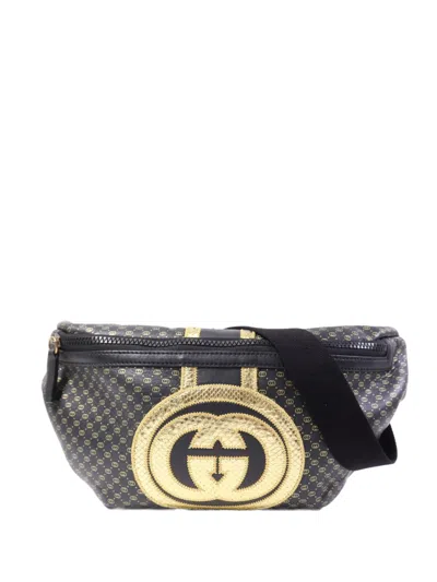 Pre-owned Gucci X Dapper Dan Gg Belt Bag In Black