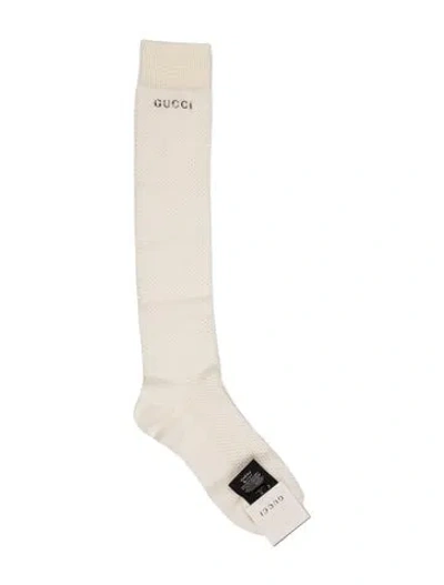 Pre-owned Gucci X Dapper Dan Netty Knee Socks W/tags In White
