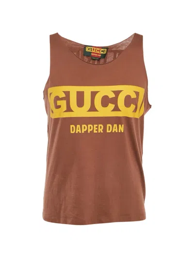 Pre-owned Gucci X Dapper Dan| Sleeveless T-shirt In Brown