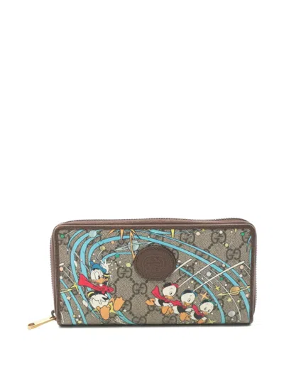 Pre-owned Gucci X Disney 2000s Donald Duck Gg Supreme Wallet