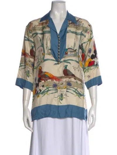 Pre-owned Gucci X Disney 2020 Silk Blouse In Neutral