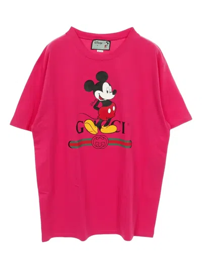 Pre-owned Gucci X Disney 2020s Crew-neck T-shirt In Pink