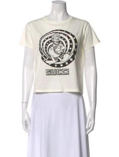 Pre-owned Gucci X Disney 2021 Graphic Print Crop Top In White
