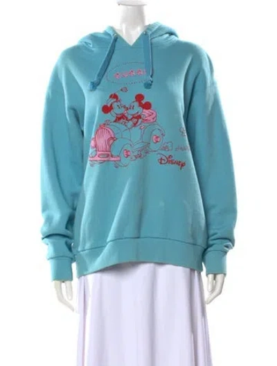 Pre-owned Gucci X Disney 2022 Mickey & Minnie Mouse Hoodie In Blue