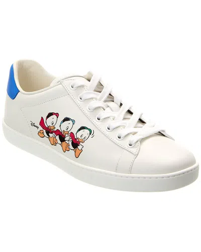 Gucci X Disney Ace Leather Sneaker In White