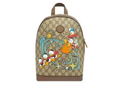 Pre-owned Gucci X Disney Donald Duck Backpack Mini Gg Supreme/in Beige/ebony