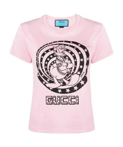 Gucci X Disney Donald Duck Cotton T-shirt In Pink