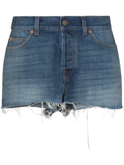 Gucci X Disney Donald Duck Denim Shorts In Blau