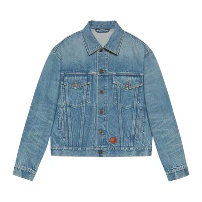 Pre-owned Gucci X Disney Donald Duck Eco Washed Denim Jacket 'light Blue' | Men's Size 44
