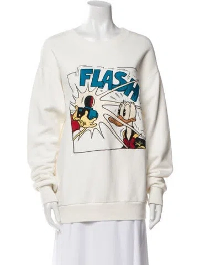 Pre-owned Gucci X Disney Donald Duck Graphic Print Sweatshirt In Neutral