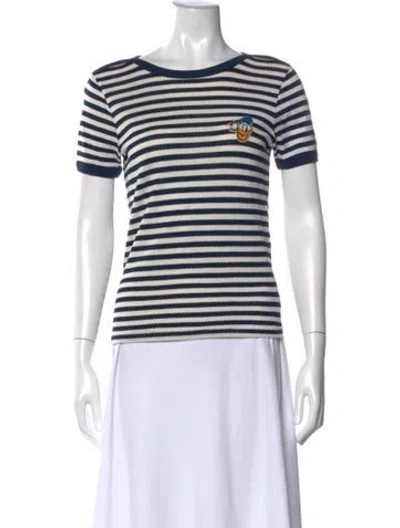Pre-owned Gucci X Disney Donald Duck Striped T-shirt In Blue