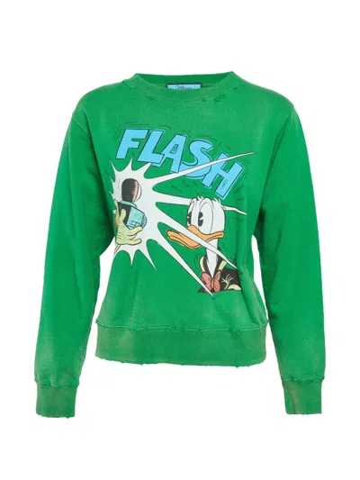 Pre-owned Gucci X Disney Donald Duck-print Sweatshirt In Green