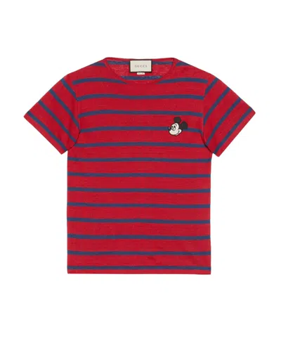 Gucci X Disney Embroidered Mickey Mouse T-shirt In Red
