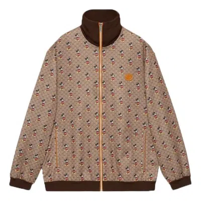 Gucci X Disney Full-printed Mickey Pattern Long Sleeve Jacket For Men Brown
