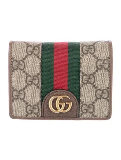 Pre-owned Gucci X Disney Gg Supreme Compact Wallet In Neutral