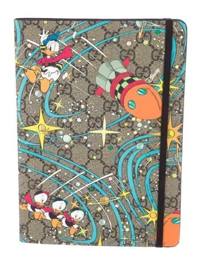 Pre-owned Gucci X Disney Gg Supreme Large Donald Duck Notebook In Neutral