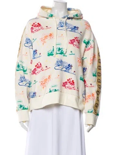 Pre-owned Gucci X Disney Graphic Print Crew Neck Hoodie In White