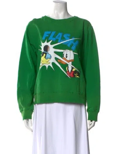 Pre-owned Gucci X Disney Graphic Print Crew Neck Sweatshirt In Green
