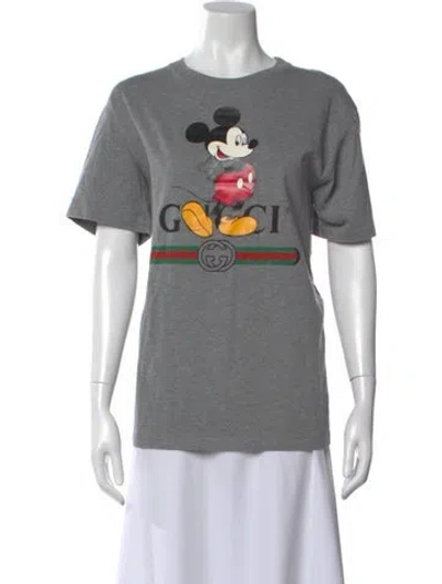Pre-owned Gucci X Disney Graphic Print Crew Neck T-shirt In Gray