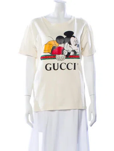 Pre-owned Gucci X Disney Graphic Print Crew Neck T-shirt In Neutral