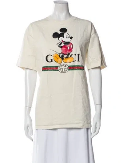 Pre-owned Gucci X Disney Graphic Print Crew Neck T-shirt In Neutral