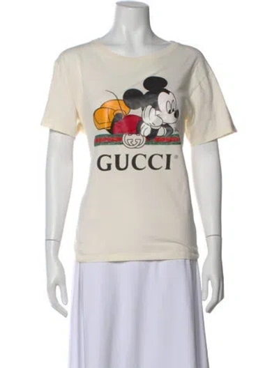 Pre-owned Gucci X Disney Graphic Print Crew Neck T-shirt In Neutral