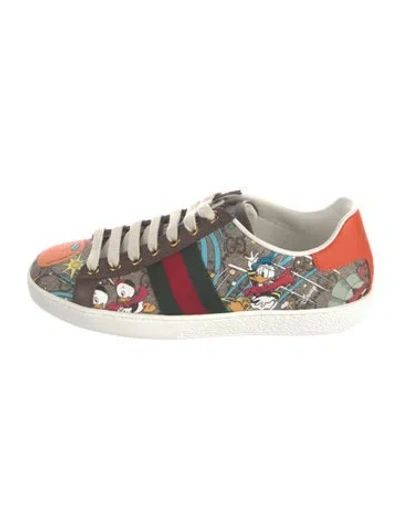 Pre-owned Gucci X Disney Huey, Dewey, Louie Print Ace Sneakers W/ Tags In Brown