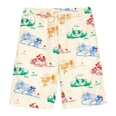Gucci X Disney Joint Printed Linen Shorts For Men White