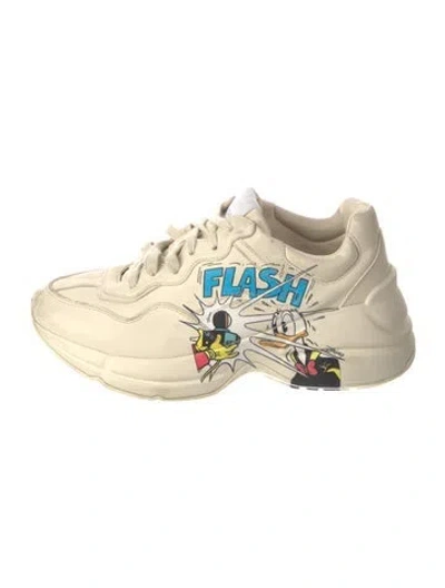 Pre-owned Gucci X Disney Leather Graphic Print Chunky Sneakers In Neutral