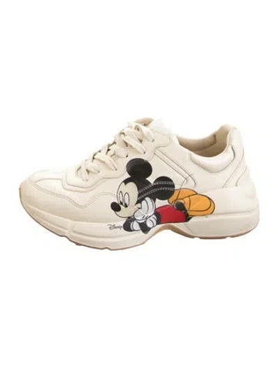 Pre-owned Gucci X Disney Leather Graphic Print Chunky Sneakers In Neutral