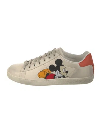 Pre-owned Gucci X Disney Leather Printed Sneakers In Neutral