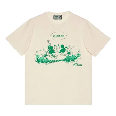 Gucci X Disney Mickey Minnie Cartoon Pattern Letter Short-sleeved For Men White