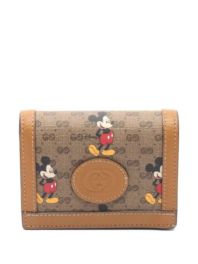 Pre-owned Gucci X Disney Mickey Mouse Bi-fold Wallet In Neutral