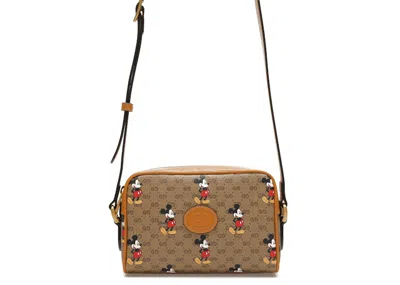 Pre-owned Gucci X Disney Mickey Mouse Crossbody Bag In Brown