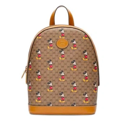 Gucci X Disney Mickey Mouse Leather Backpack 'beige Brown'