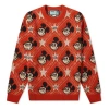 Gucci X Disney Mickey Mouse Pattern Crewneck Knitted Sweater For Men Orange In Red
