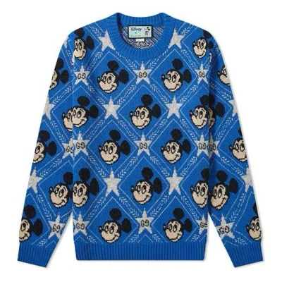 Gucci X Disney Mickey Mouse Pattern Crewneck Sweater For Men Blue