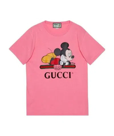 Gucci X Disney Mickey Print Oversized T-shirt In Pink
