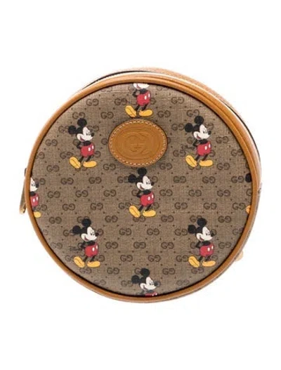 Pre-owned Gucci X Disney Micro Gg Monogram Clutch In Brown
